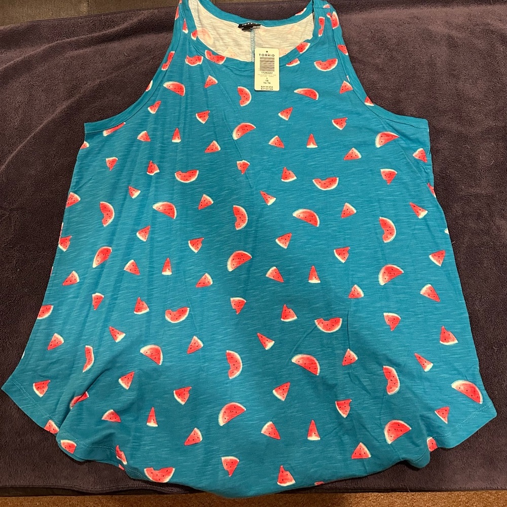 Torrid size 1 blue with watermelons tank top